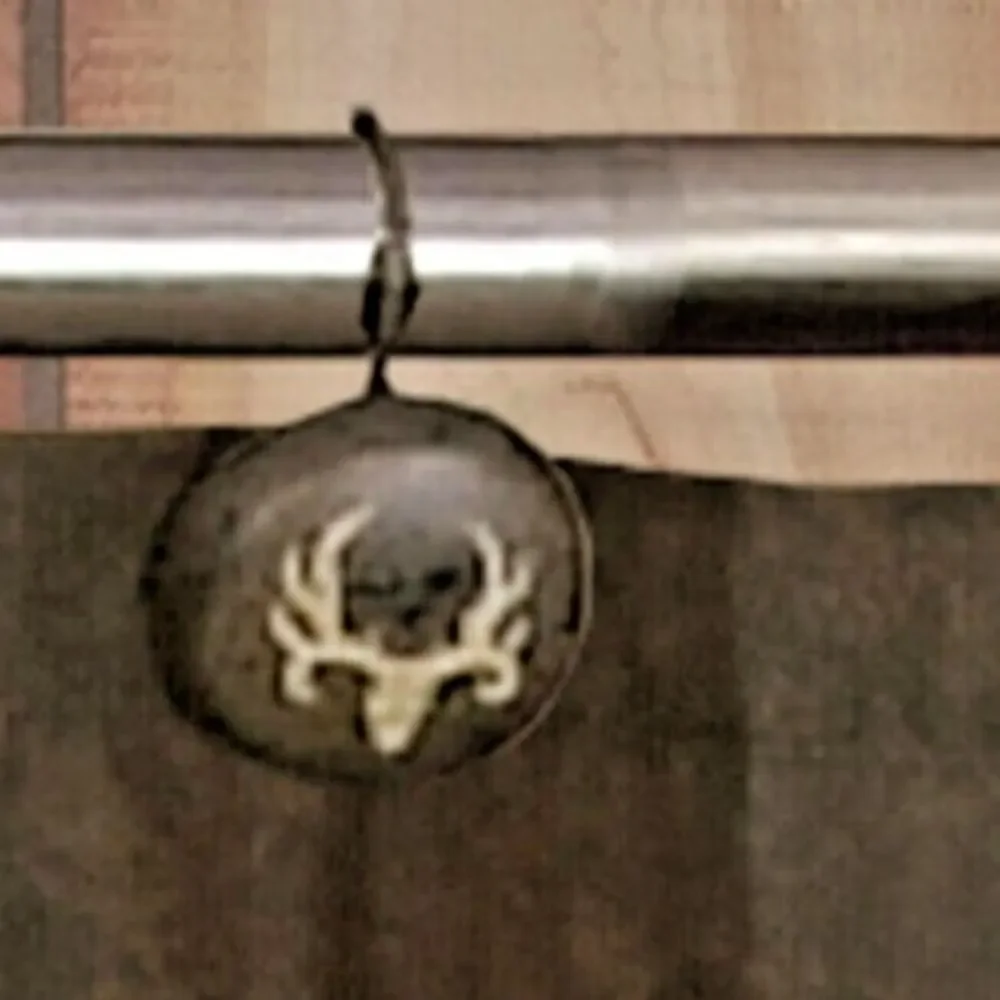 Bone Collector Shower Curtain Hooks 12 Resin Deer Skull Antler Cabin Camp Lodge